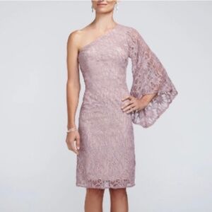 One Shoulder Batwing Lace Dress - Size: 12